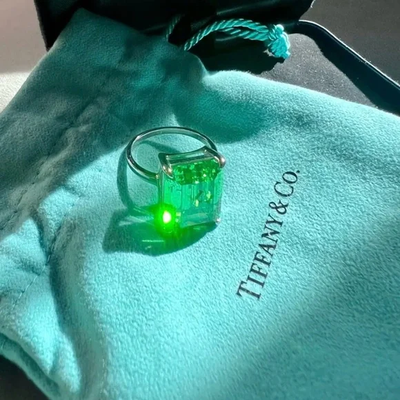 TIFFANY & Co Sparklers Cocktail Green Quartz Ring Sterling
